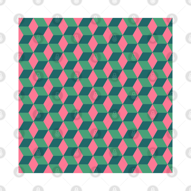 Geometric design- pink and green by mockingjaeart