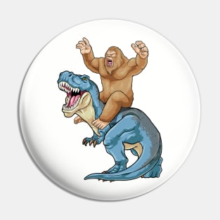 Bigfoot Riding Dinosaur Pin