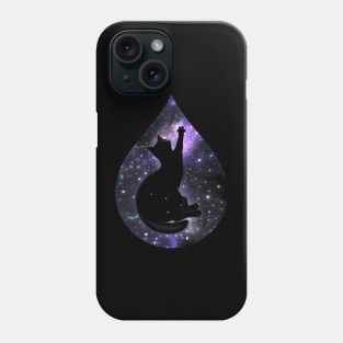 Cat reaching for the stars in a waterdrop, fantasy art Phone Case