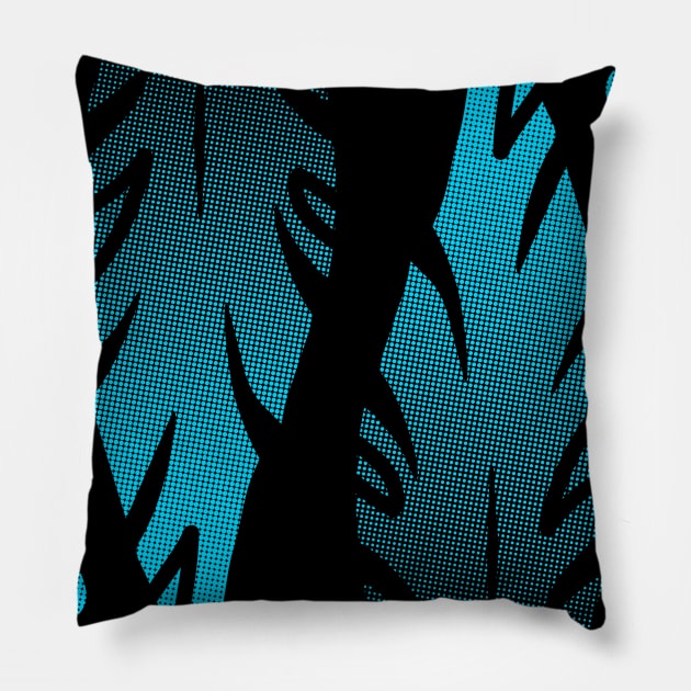 Tribal: Double Blue Leaves Pillow by hybridgothica