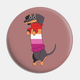 Dachshund Pride - Lesbian Flag Pin