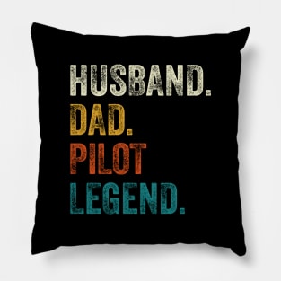 Husband Dad Pilot Legend Retro Vintage Pillow