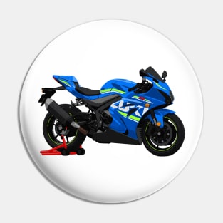 Blue GSX R1000 Bike Illustration Pin