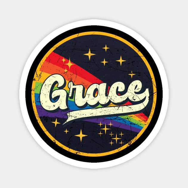 Grace // Rainbow In Space Vintage Grunge-Style Magnet by LMW Art