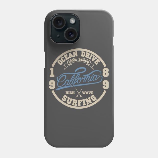 Ocean drive. California surfing T-shirt Phone Case by lakokakr