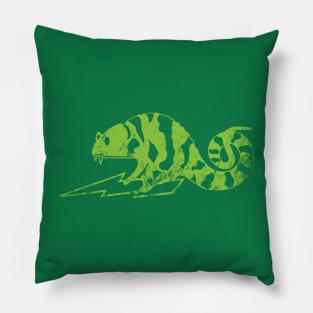 Distressed Chameleon logo - lime green Pillow