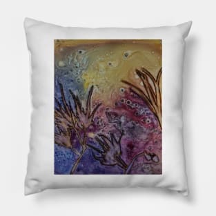 Coral reef abstract. Watercolor Painting Pillow