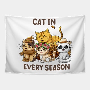 Cat every season warm color Tapestry