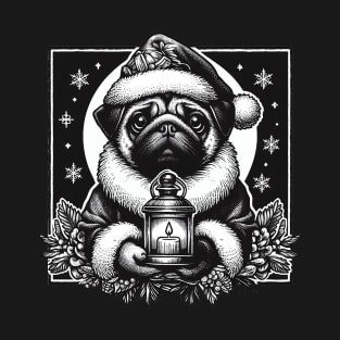 Gothic Christmas Pug with candle T-Shirt