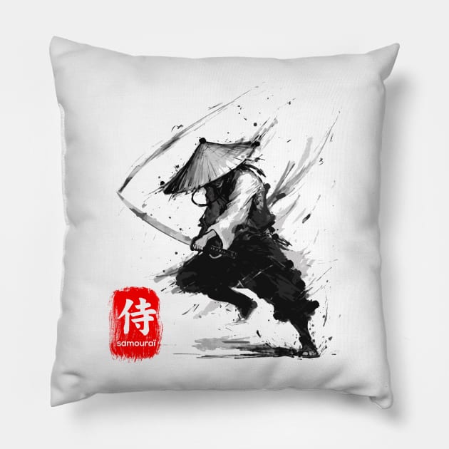 Samourai Ink Pillow by Meca-artwork