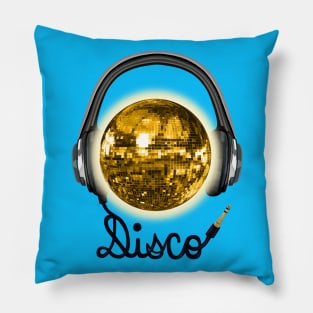 Retro Gold Sunny Disco Ball with Headphones Pillow