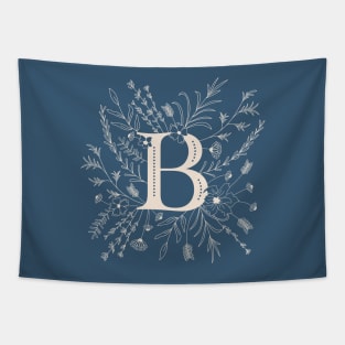 Botanical Letter B (Lake Blue) Tapestry