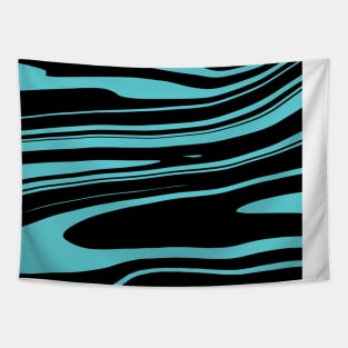 Blue and Black Liquid Marble Design Tapestry