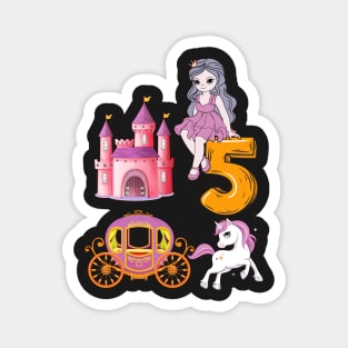 5th birthday  Princess Castle Unicorn Carriage Magnet