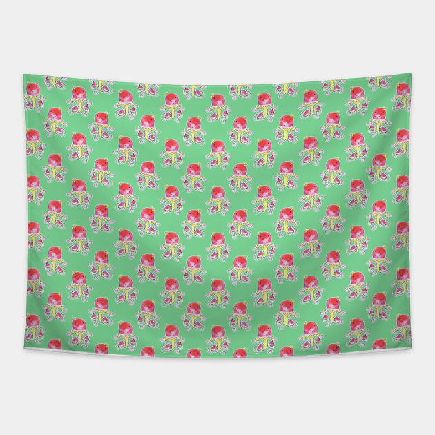 Watermelon Watercolor Jellyfish Pattern Tapestry by saradaboru