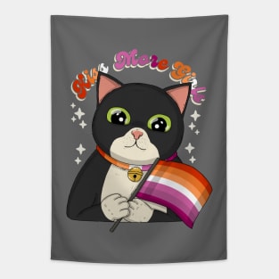 Kiss More Girls Lesbian Pride Cat Tapestry