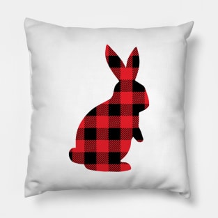 Buffalo Plaid Rabbit (red/black) Pillow