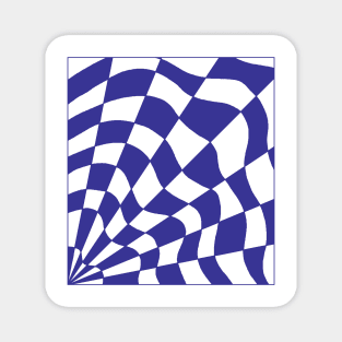 Geometric blue checkered spider web design Magnet