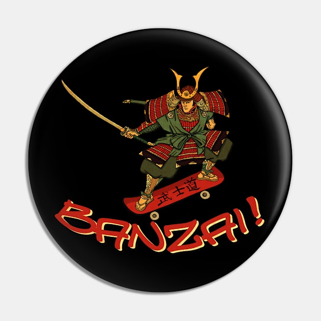 Skateboard samurai Pin by Gretta Cool