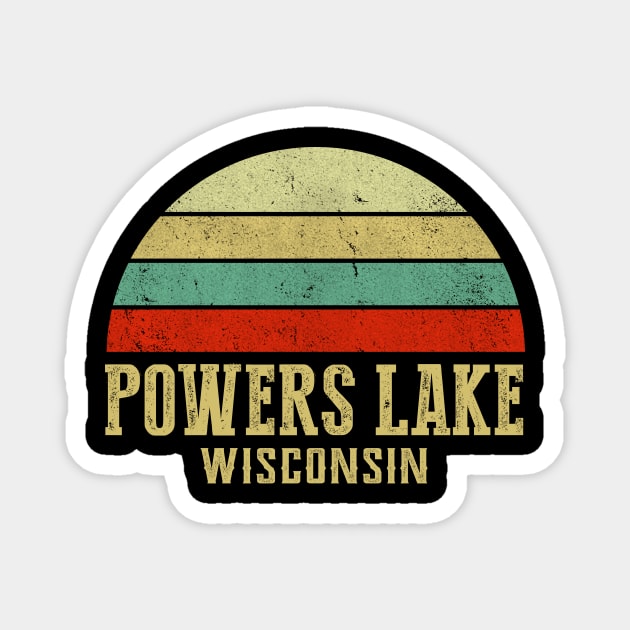 Powers Lake Wisconsin Vintage Retro Sunset Magnet by Curry G
