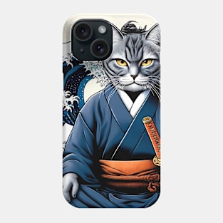 Vaporwave Samurai Cat Great Wave Off Kanagawa Phone Case