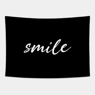 Smile Text In Modern Script For Positive Vibes Around World Tapestry