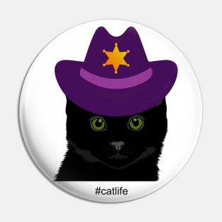 Black Cat Purple Cowboy Hat Costume Pin