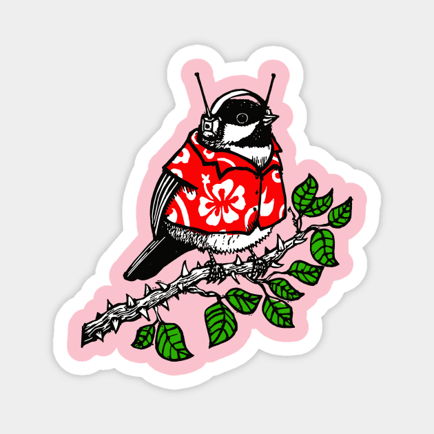 Hawaiian Shirted Chickadee Magnet by LiquoriceLino