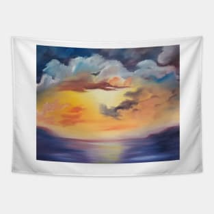 Cloud Dreaming, clouds, sky, skyscape, waterscape, ocean, dramatic sky, purple sunset, beautiful ocean sunset, Tapestry