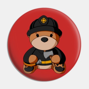 Black Uniform Fireman Teddy Bear Pin