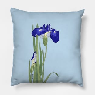 Blue Irises by Ohara Koson Pillow