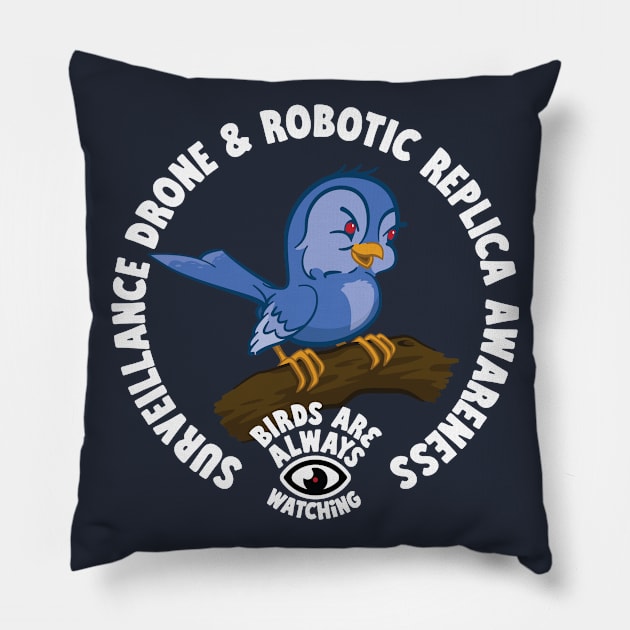 Surveillance Drone and Robotic Replica Awareness Pillow by Pufahl