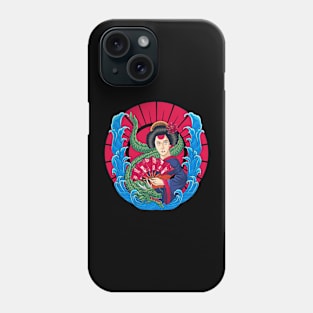 Geisha and the dragon Phone Case