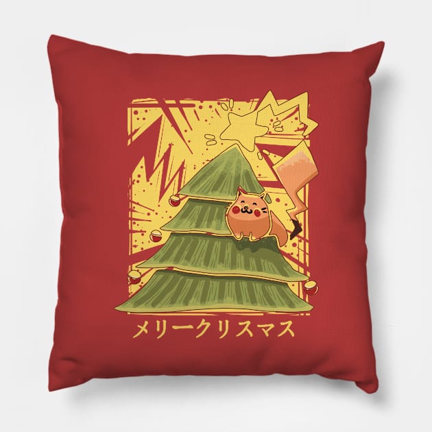 Meow Christmas Pillow by NatliseArt