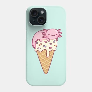 Cute Axolotl On Vanilla Ice Cream Cone Funny Phone Case