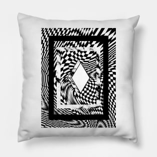 Warped Checkerboard on White Pillow