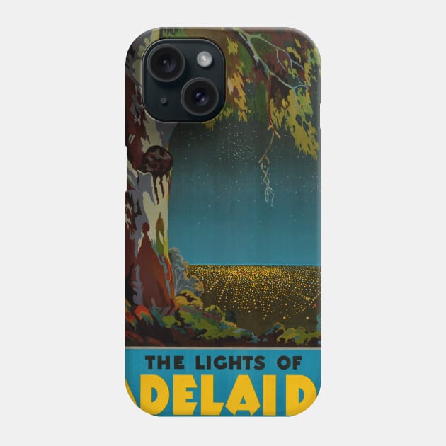 Vintage Travel Poster The Lights of Adelaide Australia Phone Case by vintagetreasure