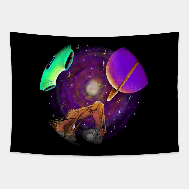 excavator galaxy Tapestry by damnoverload