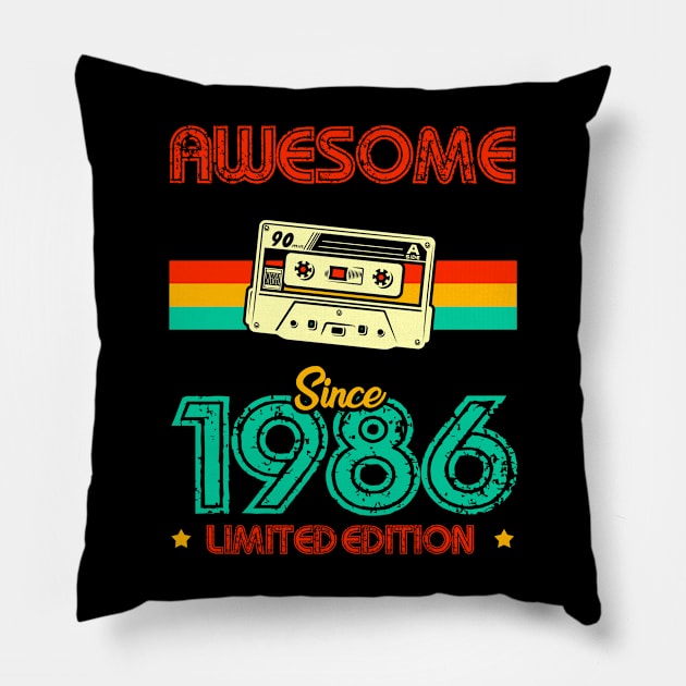 Awesome since 1986 Limited Edition Pillow by MarCreative