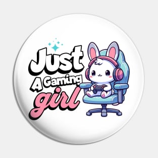 Just a Gaming Girl - Bunny with Headphones Pin