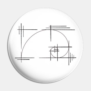 Golden Ratio - Reticle Lines - Fibonacci Spiral Pin