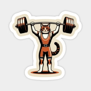 Cat weightlifting Magnet