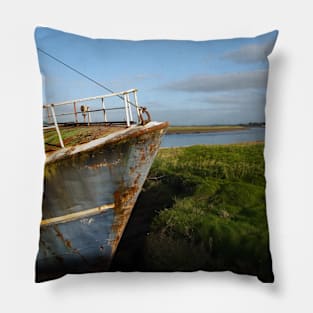 Trawler moored at Glencaple near Dumfries, Scotland Pillow