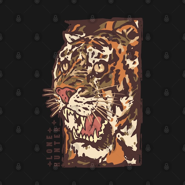 Tiger Vintage Hand Drawn by Mako Design 