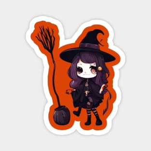 Witchcraft horror anime characters Chibi style +Halloween horror Magnet