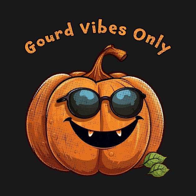 Gourd Vibes Only Vintage Halloween Pumpkin Tee by WAADESIGN