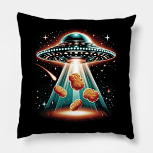 Crispy Crunch Crew Chicken Nugget Aliens Statement Tee for Foodies Pillow