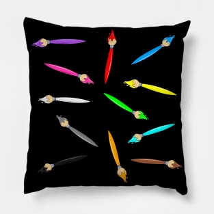 Rainbow Paintbrushes Pillow