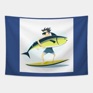 Small wave big fish Tapestry