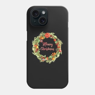 Merry Christmas Wreath Watercolor Phone Case